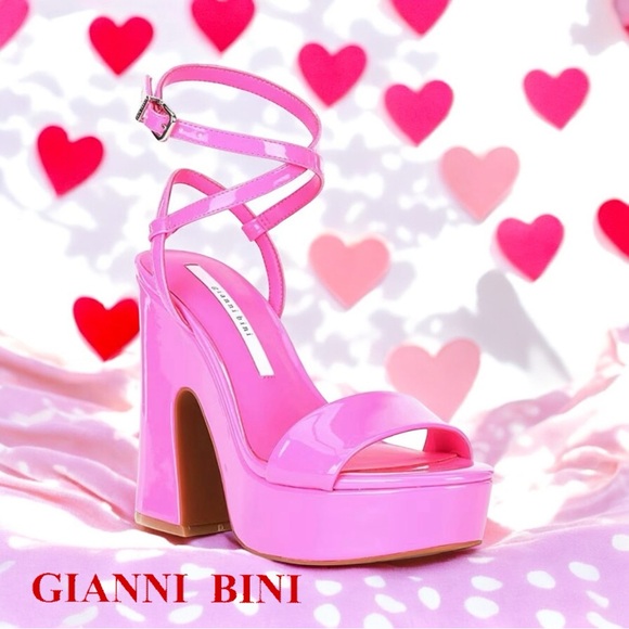 Gianni Bini LEXEY Patent Ankle Wrap Platform Sandal - Picture 2 of 9